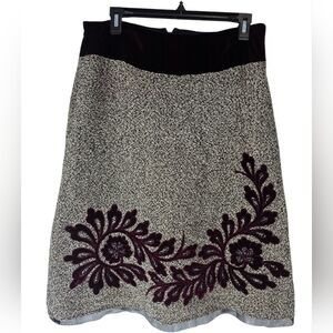 Vintage Dolce Apparel A-Line Skirt With Black And Maroon Velvet Size 10